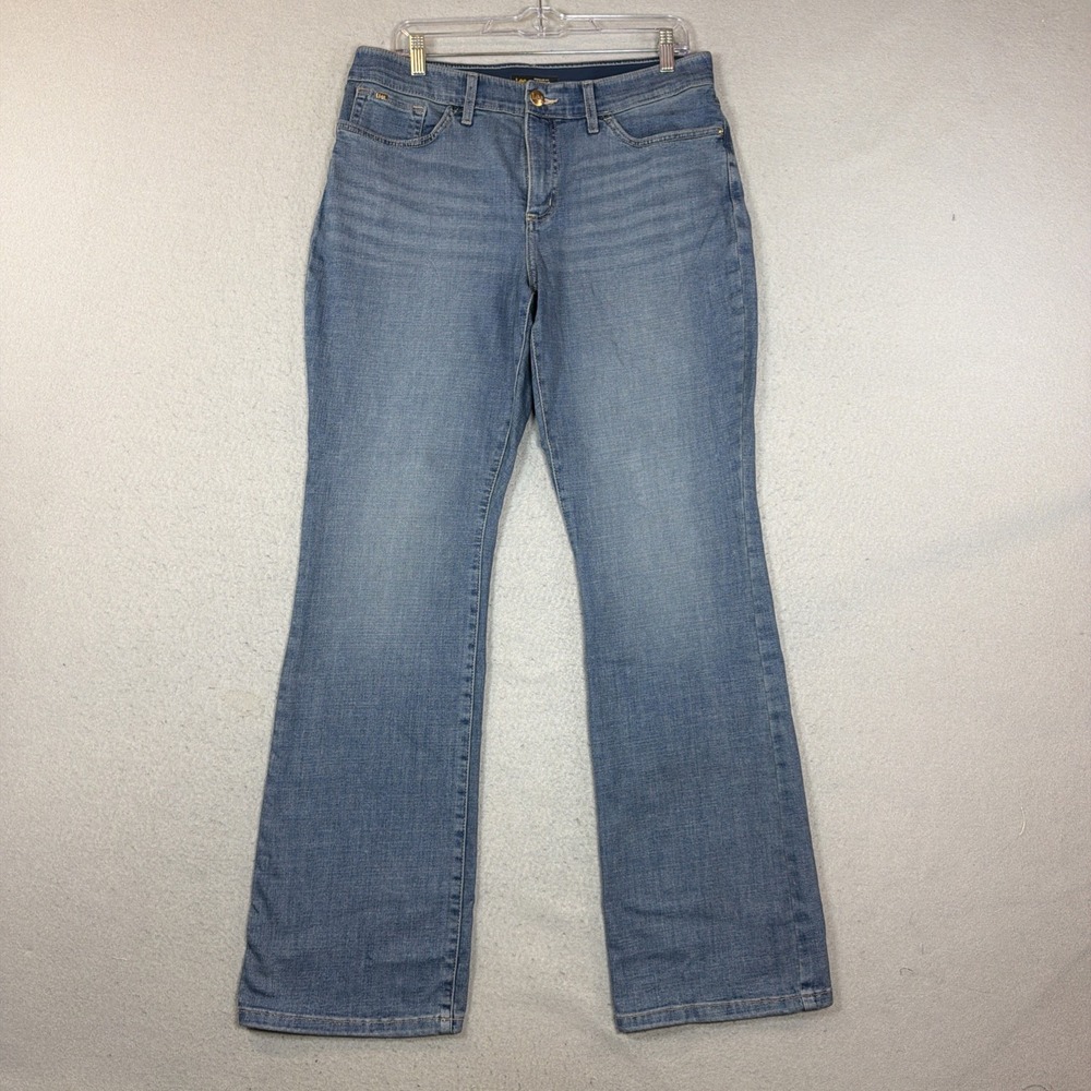 Lee Flex Motion Regular Fit Bootcut Mid Rise Jeans Blue Denim Size 14 Long